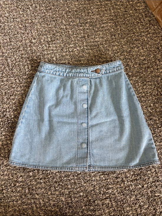 Zara Dresses & Skirts - Zara Light Blue Denim Button-Front A-Line Mini Skirt